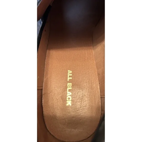 Anthropologie All Black Croc Kitty Loafers Chunky Heel Women's Size 39 US 8.5/9 - Picture 4 of 11